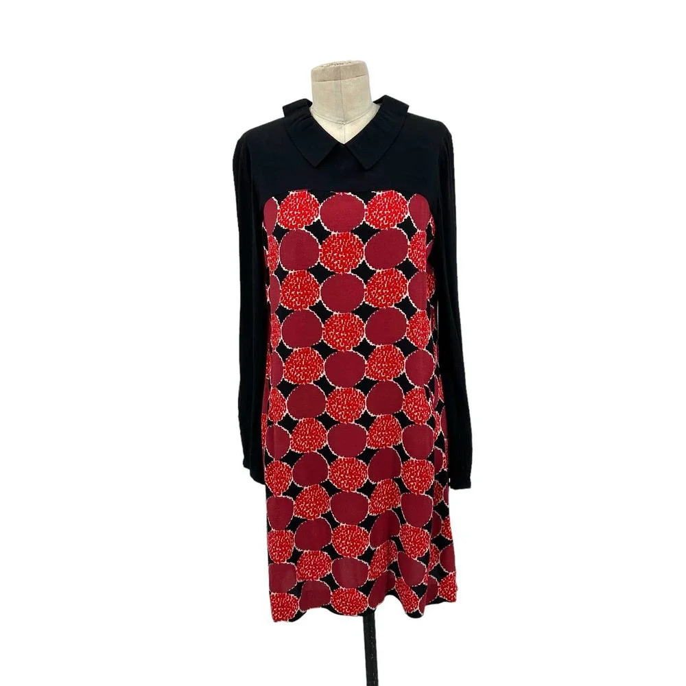 Boden Highbury Peter Pan Collar Dress Red Black Size US 8R